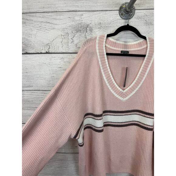 Wild Fable Plus Size Light Pink Knit Stripe V-Neck Sweater Size 4X - Picture 4 of 8